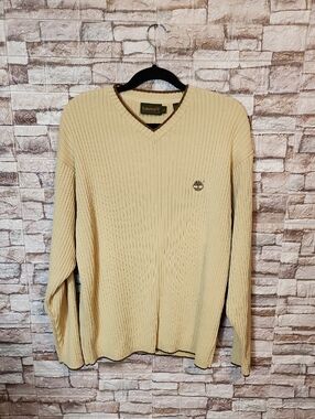 Timberland Men's Tan V Neck  Sweater